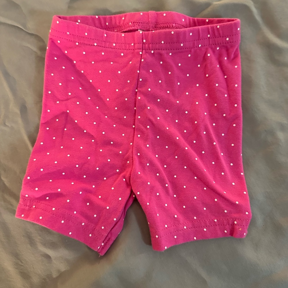 Carter’s Child of Mine Girls Shorts Bottoms Pink with White Polka Dots, size 12m